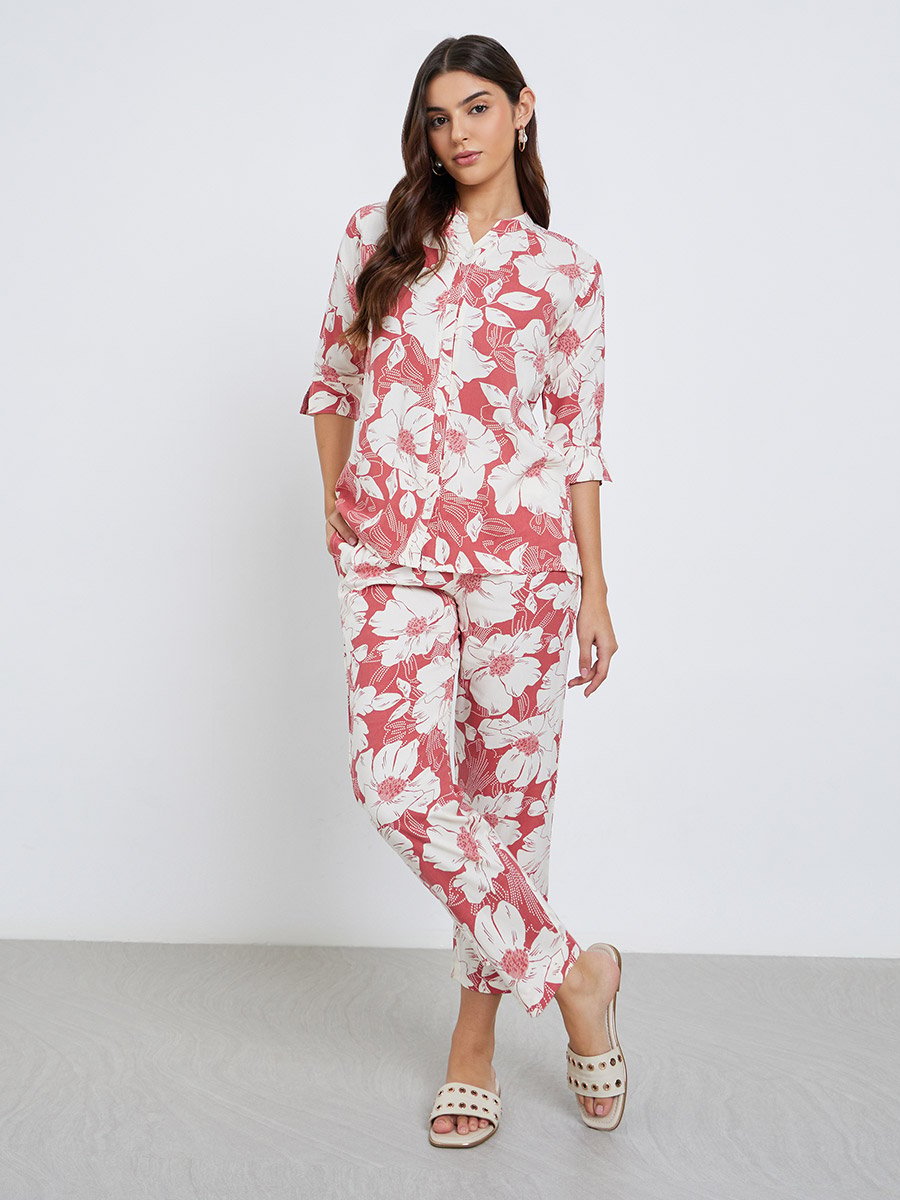 Women Floral Print Top and Pants Co-Ords