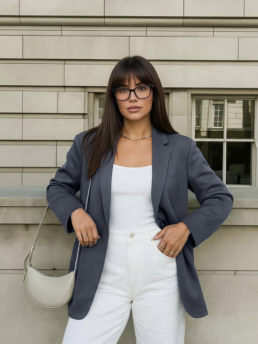Regular Fit Open Front Blazer