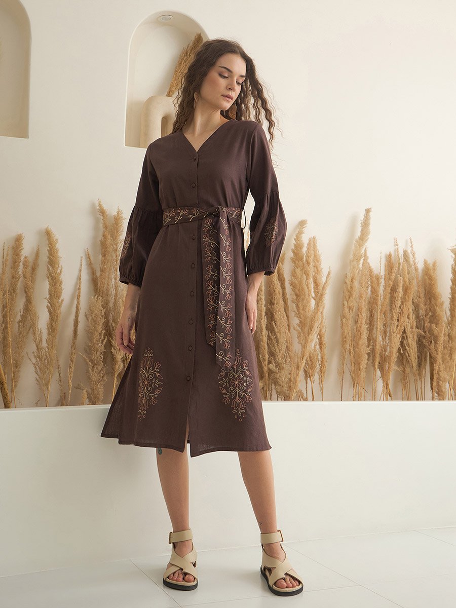 Printed Pure Cotton A-Line Midi Dress