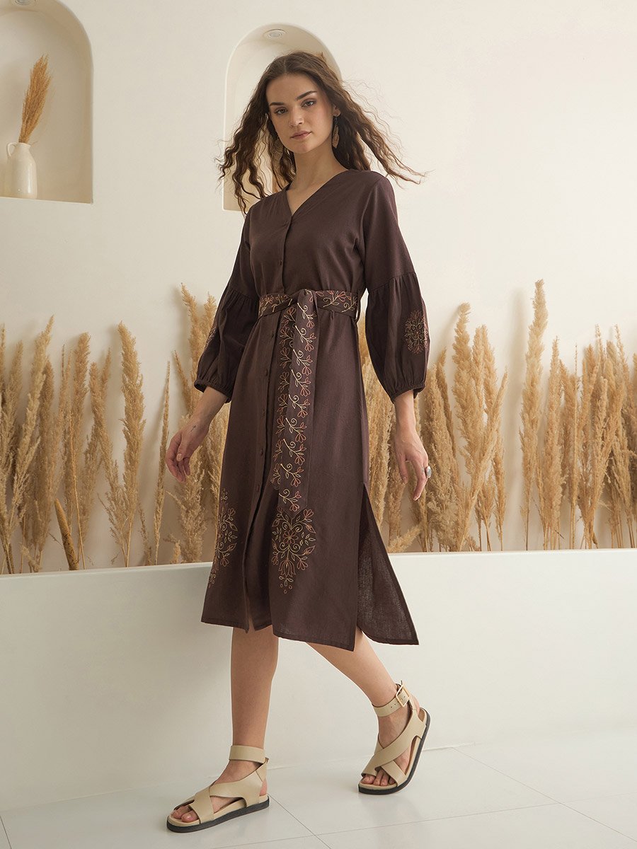 Printed Pure Cotton A-Line Midi Dress