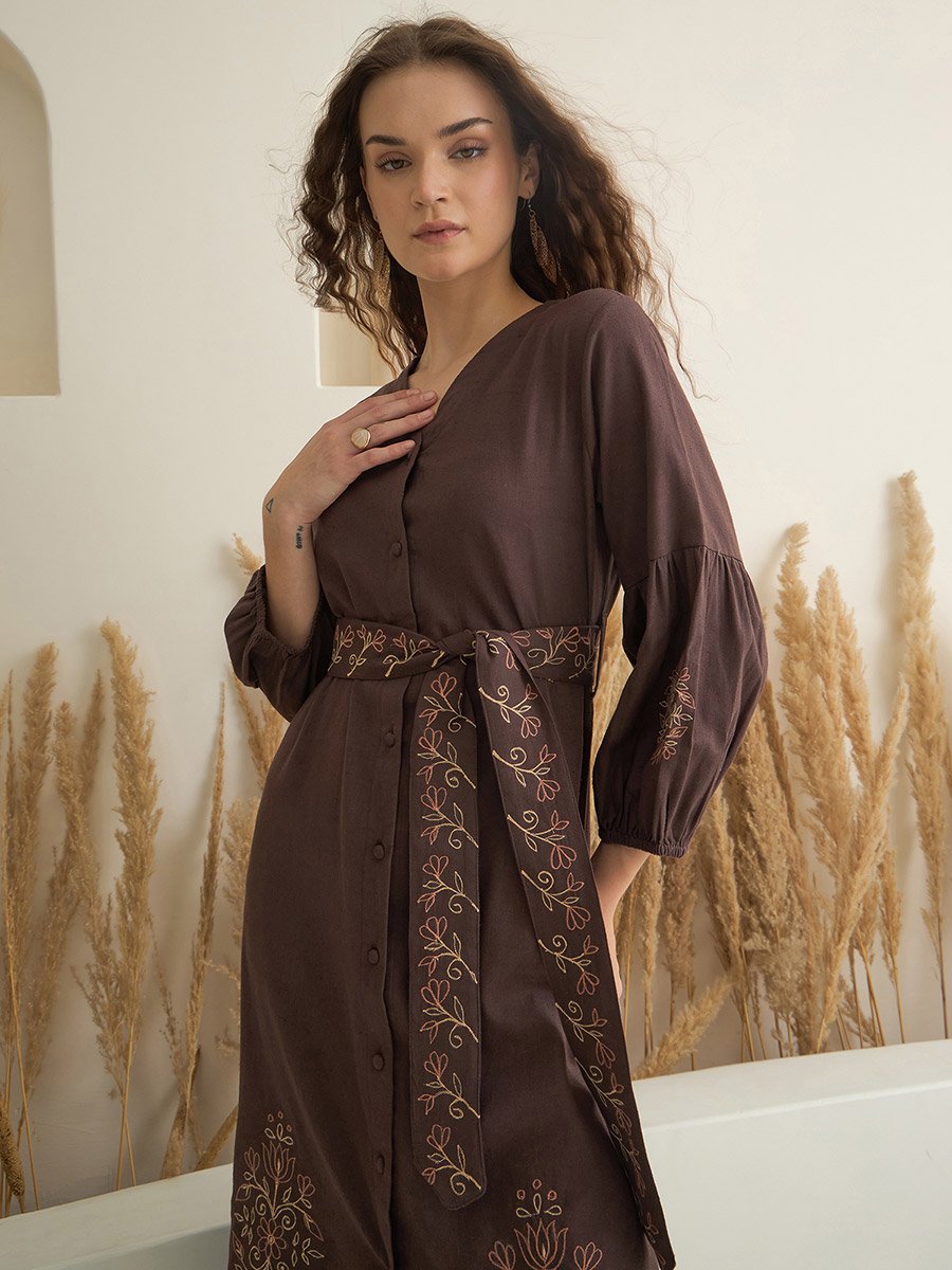 Printed Pure Cotton A-Line Midi Dress
