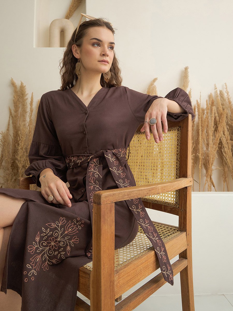 Printed Pure Cotton A-Line Midi Dress