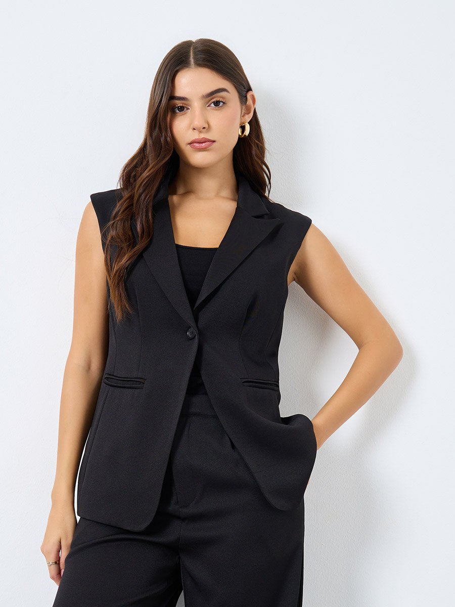 Women Sleeveless Blazer and Trousers Co-Ords