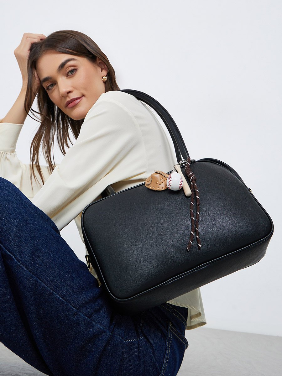 Dual Handle Shoulder Bag with Drop Charm