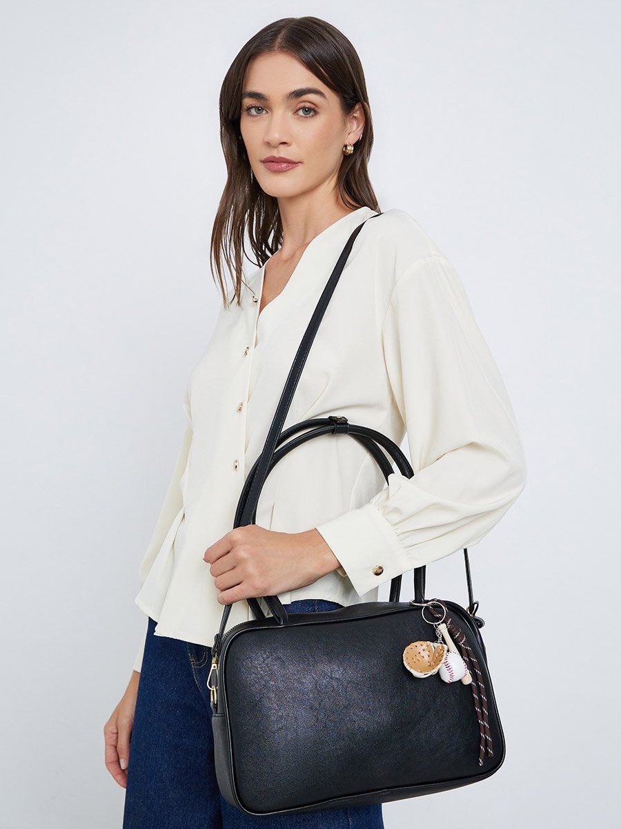 Dual Handle Shoulder Bag with Drop Charm
