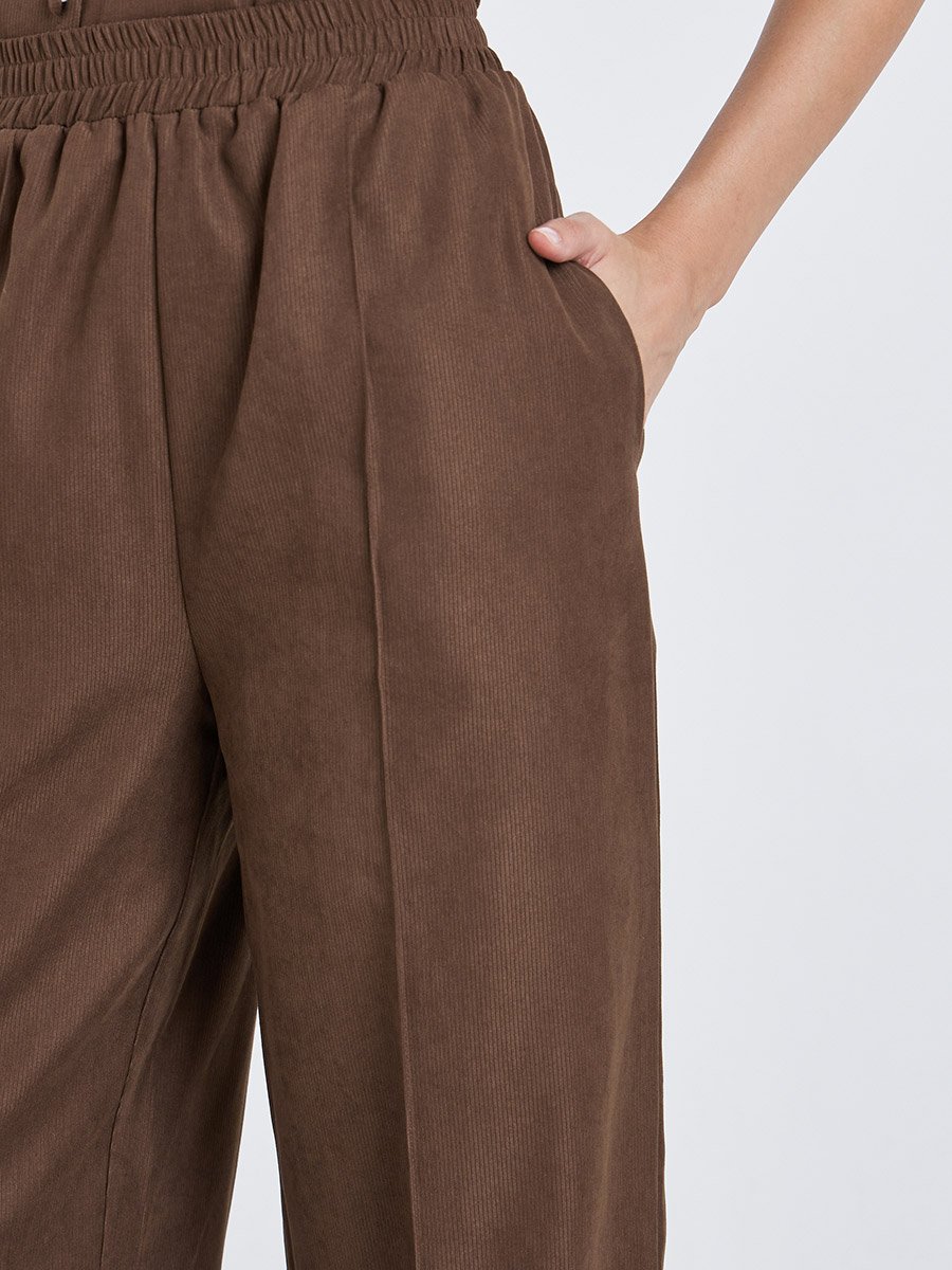 Brown Corduroy Wide Leg Trousers
