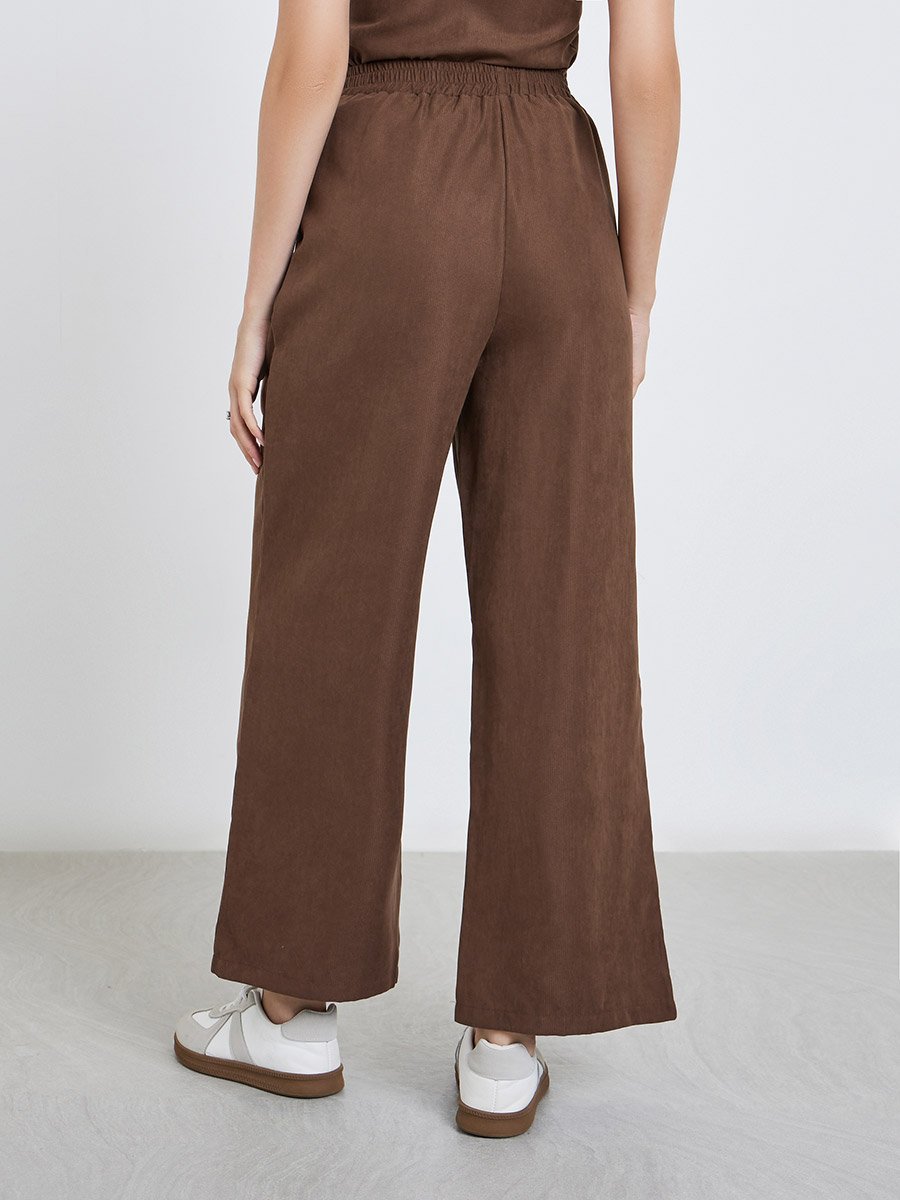 Brown Corduroy Wide Leg Trousers