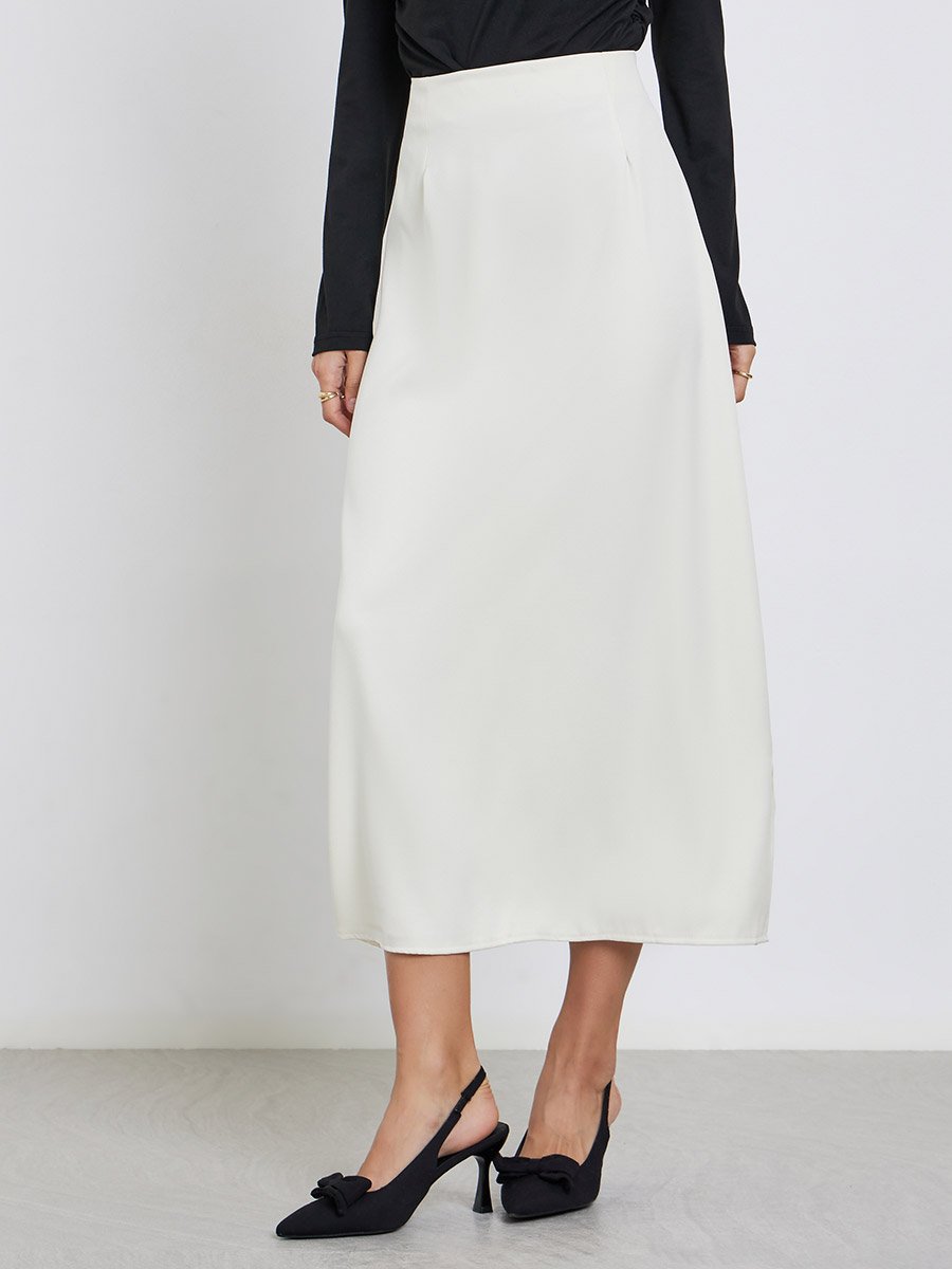 Women Cream A-Line Midi Skirt
