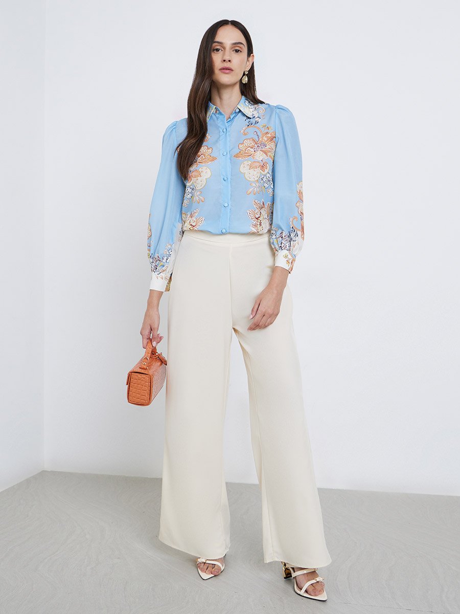Floral Placement Printed Buttoned Shirt