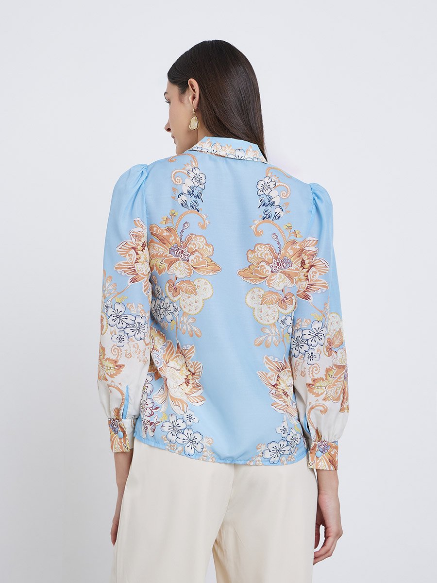 Floral Placement Printed Buttoned Shirt