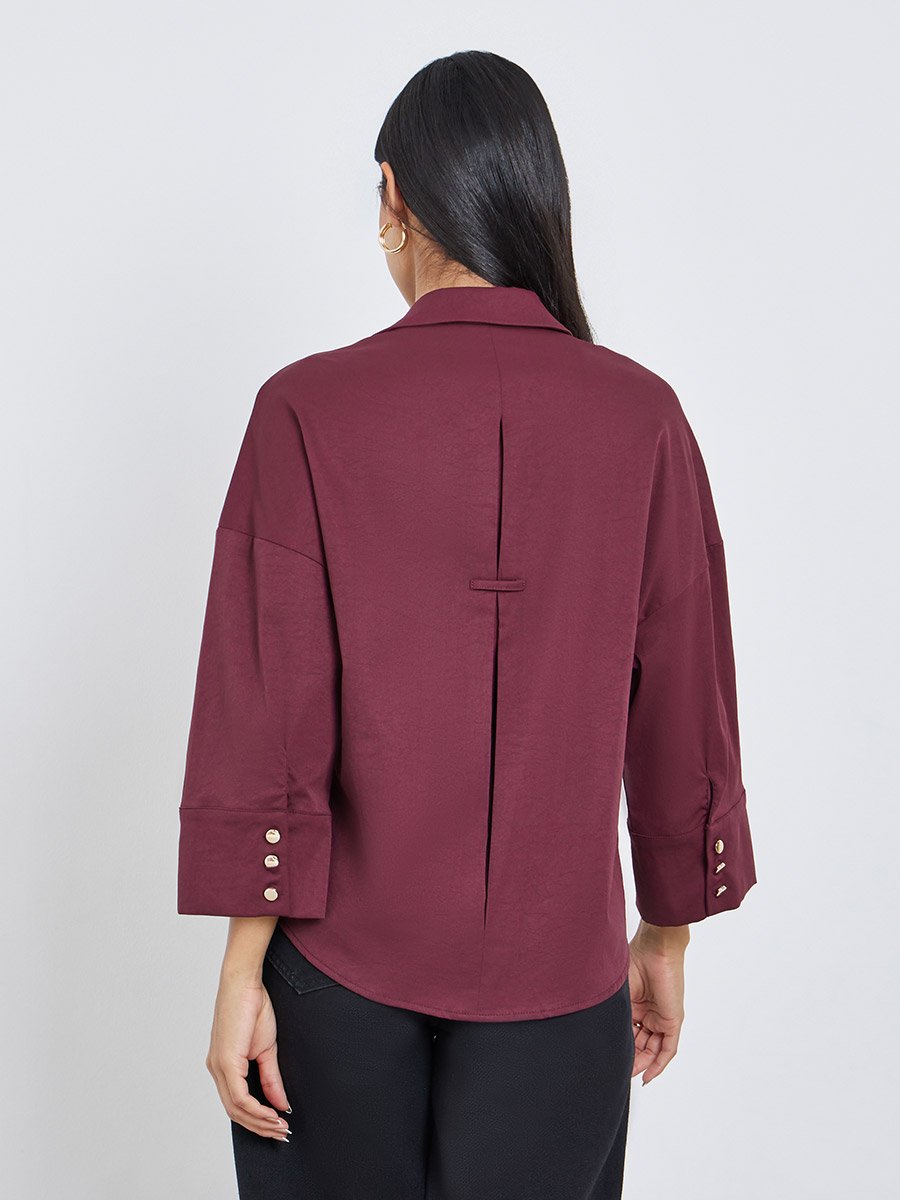 Solid Flared Sleeve Buttoned Short