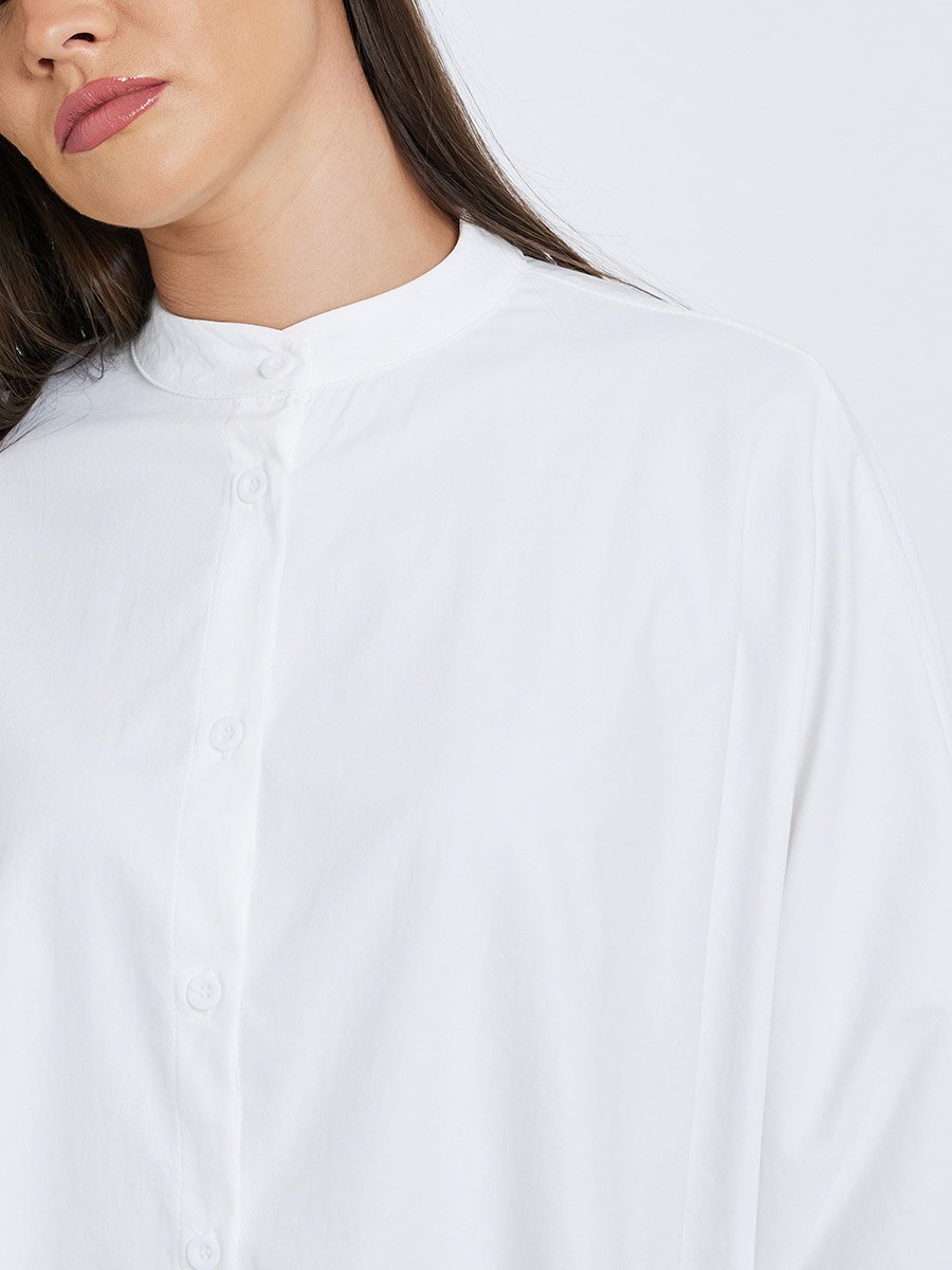 Batwing Sleeve Mandarin Collar Shirt