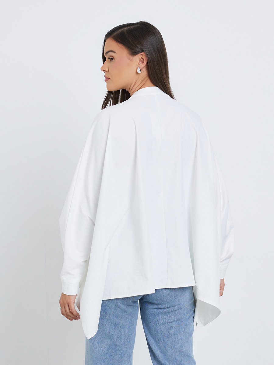 Batwing Sleeve Mandarin Collar Shirt