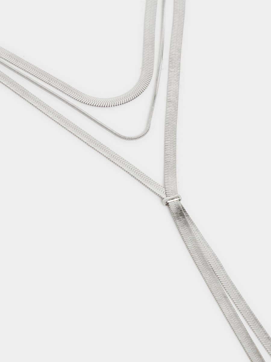 Set of 3 - Flat Chain Lariat Necklace
