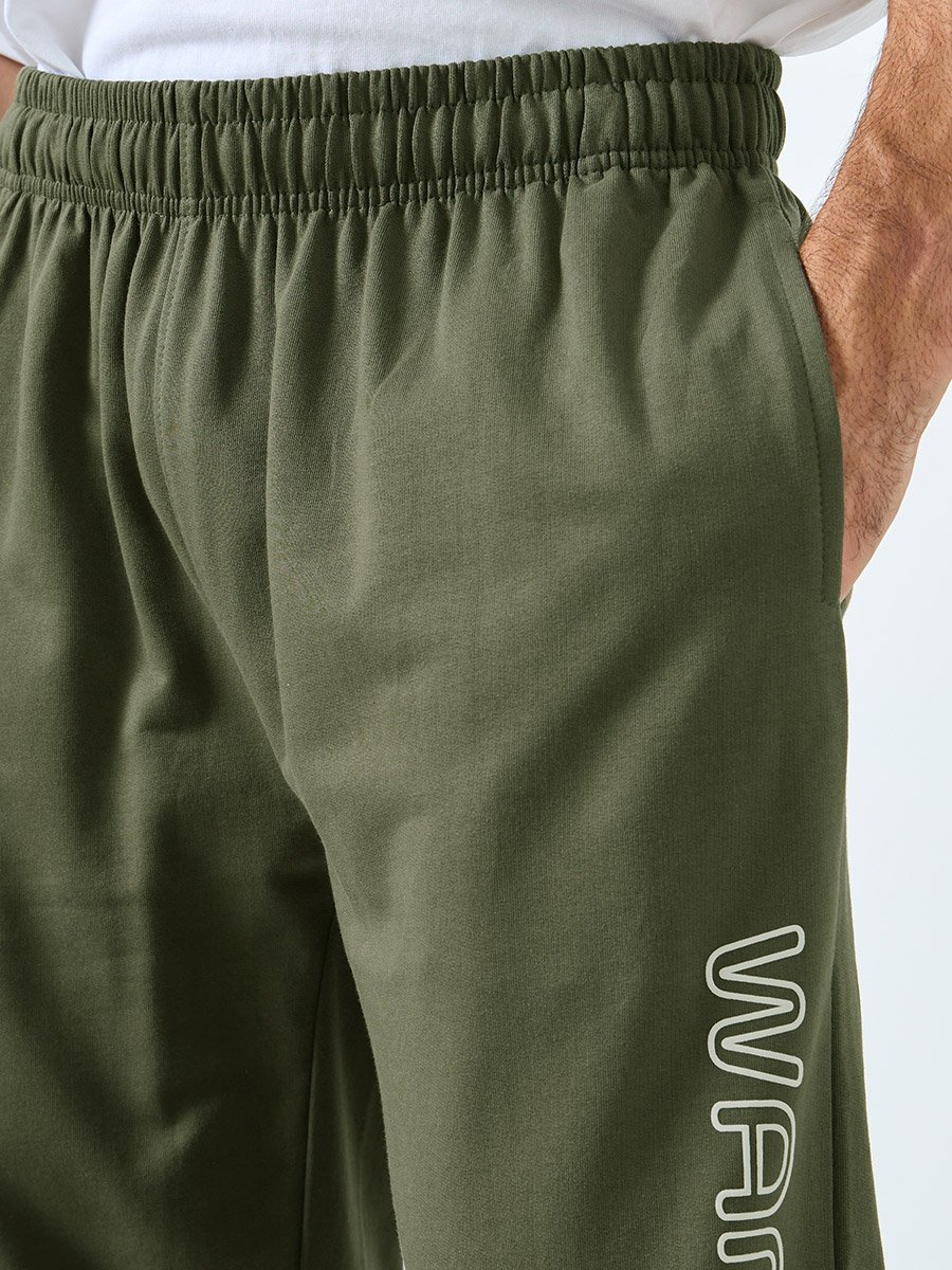 Men Slogan Print Relaxed Fit Terry Joggers