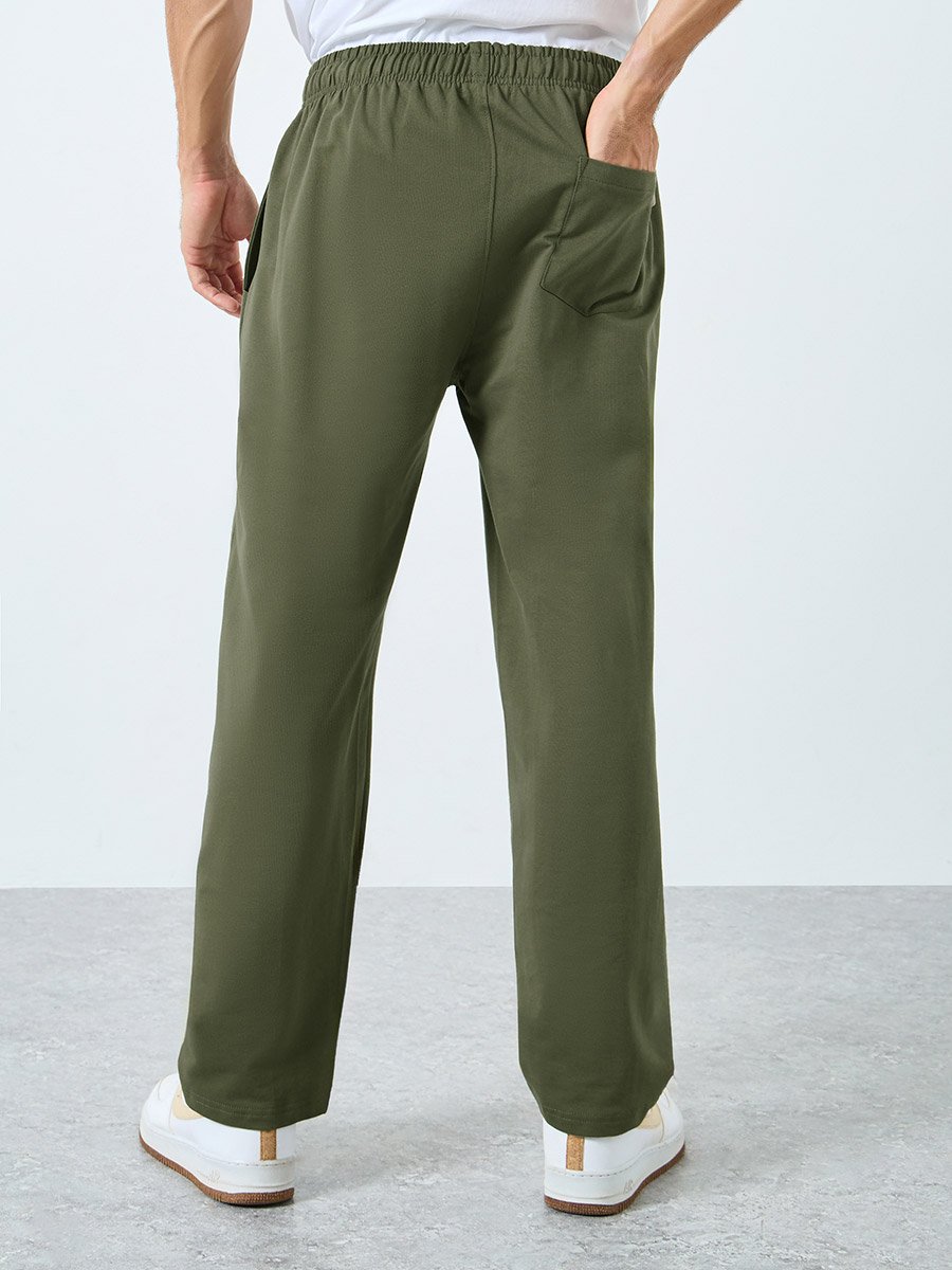 Men Slogan Print Relaxed Fit Terry Joggers
