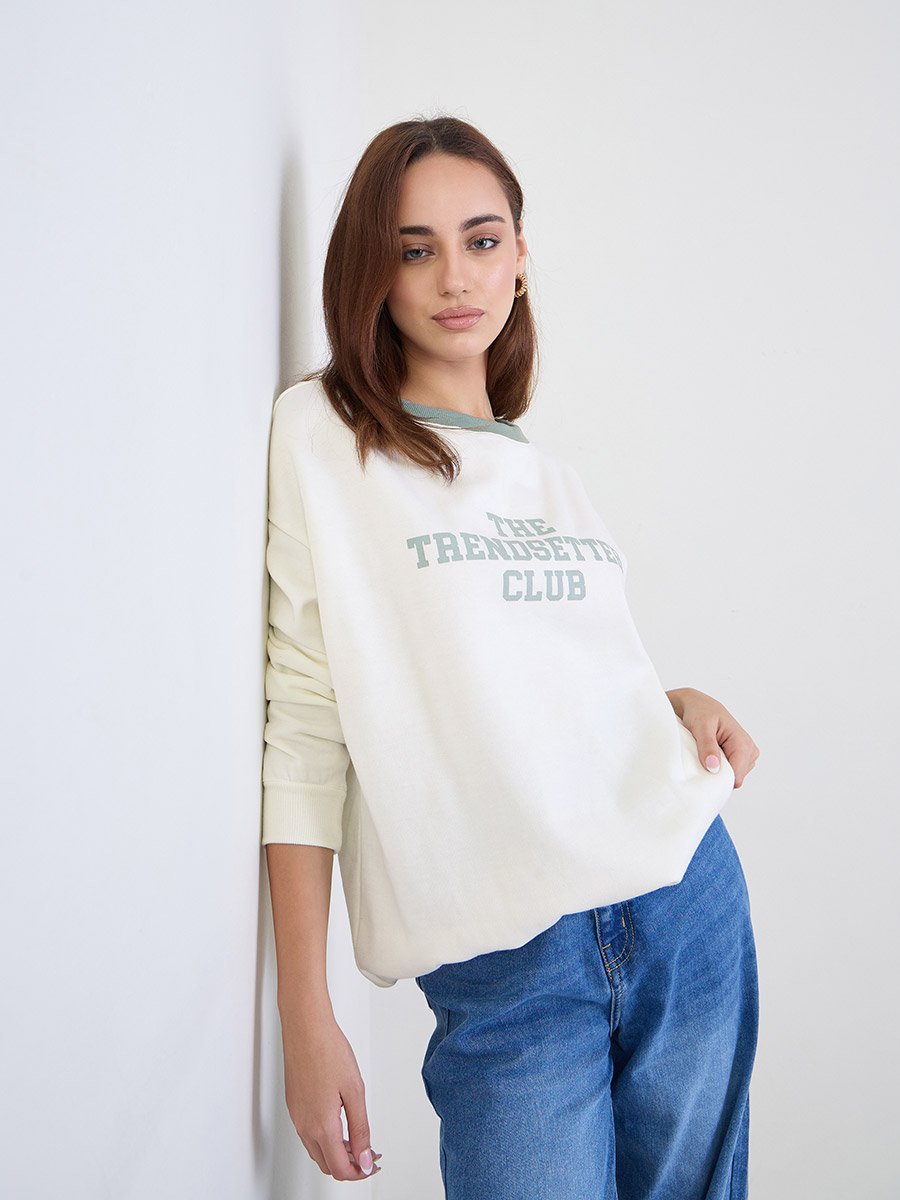 Off-White Longline Slogan Sweatshirt