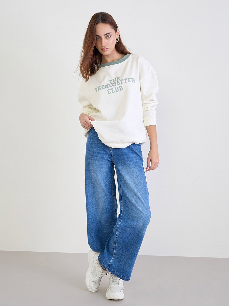 Off-White Longline Slogan Sweatshirt