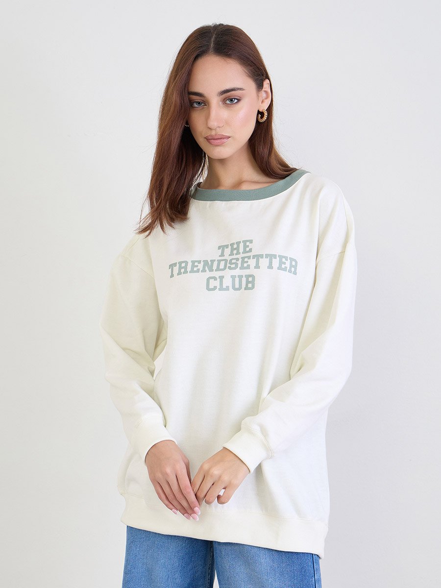 Off-White Longline Slogan Sweatshirt