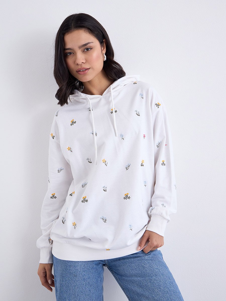 Embroidered Floral Hoodie