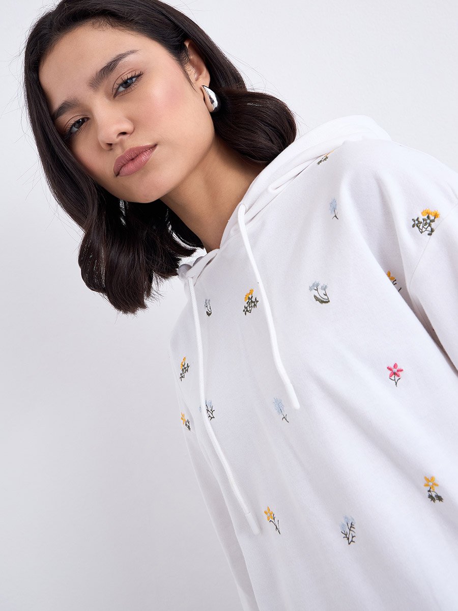 Embroidered Floral Hoodie
