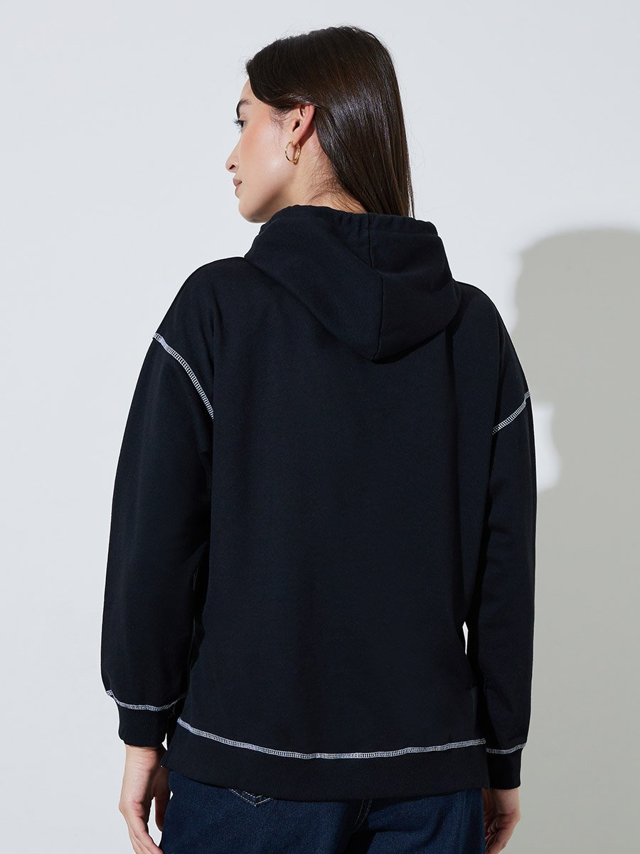 Black Oversized Longline Hoodie