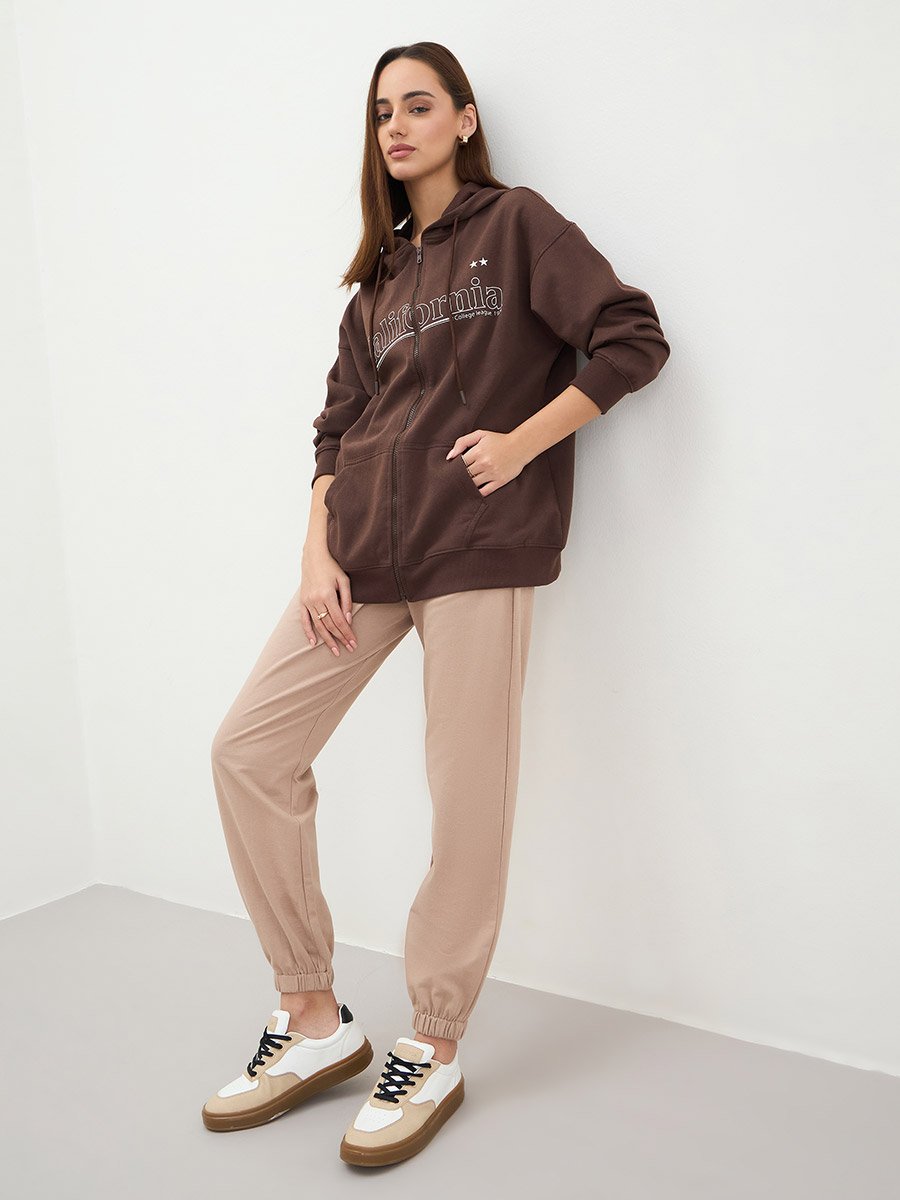 Brown California Graphic Longline Sweatshirt