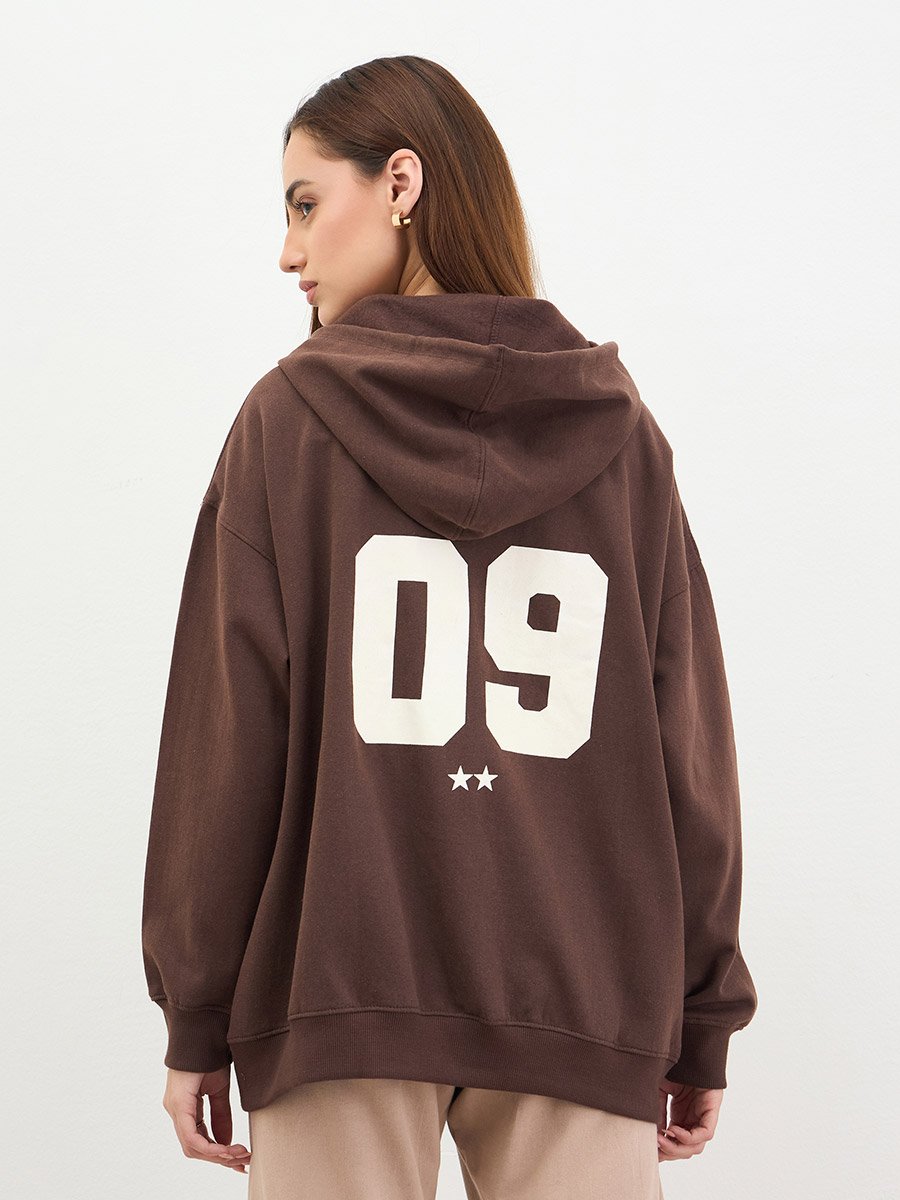 Brown California Graphic Longline Sweatshirt