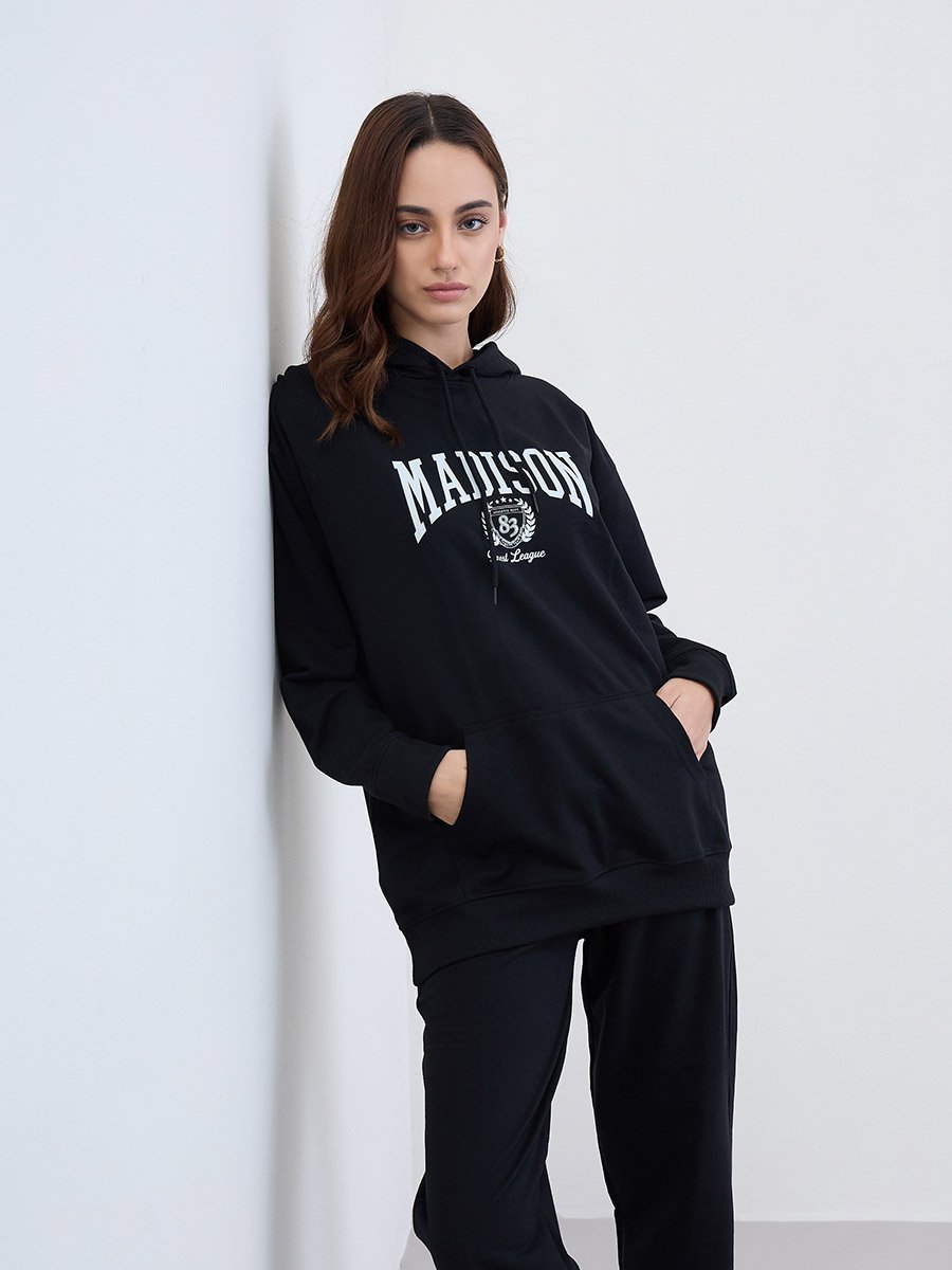 Black Longline Hoodie and Joggers Co-Ords