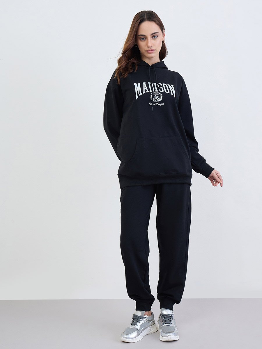 Black Longline Hoodie and Joggers Co-Ords