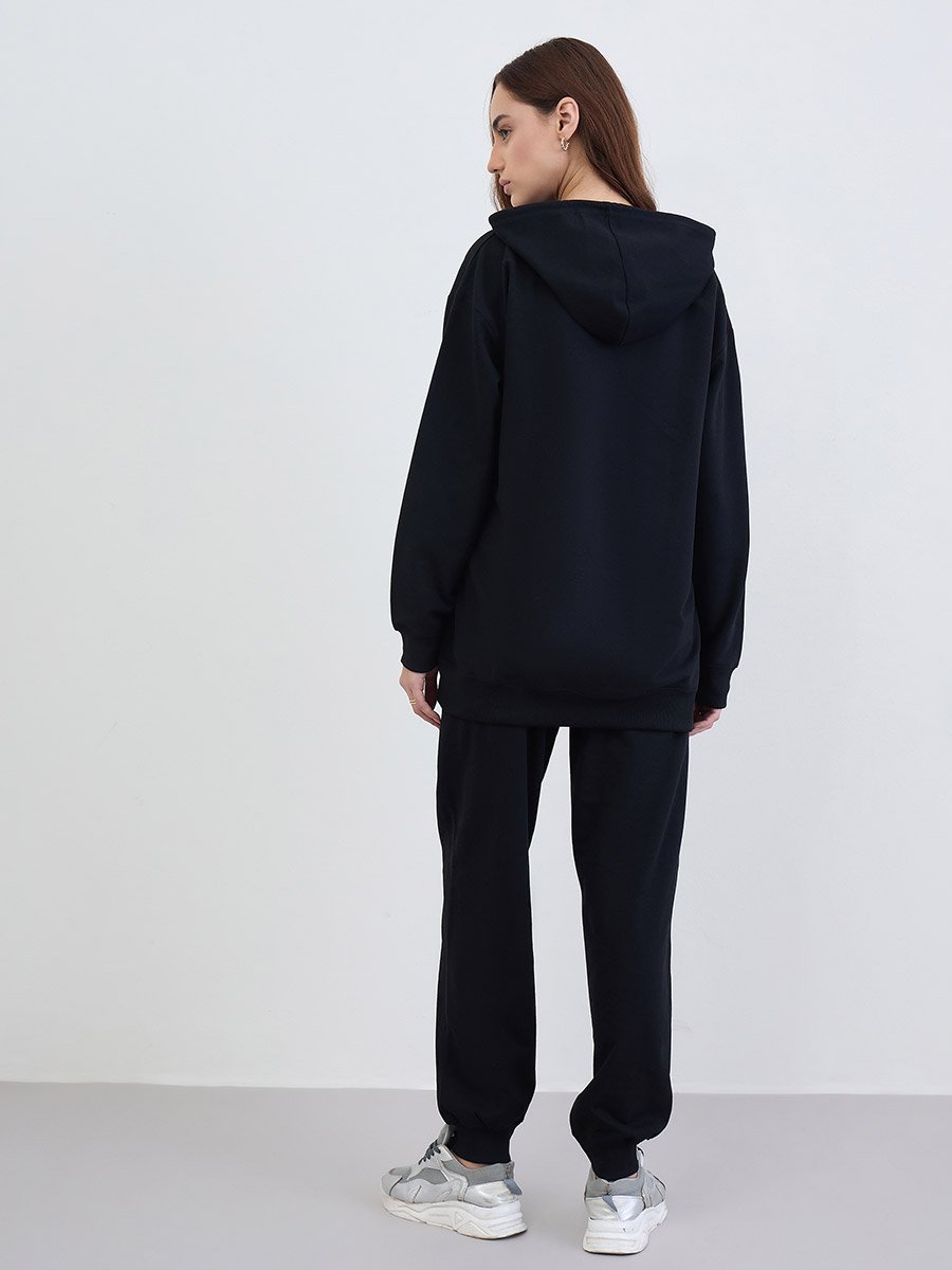Black Longline Hoodie and Joggers Co-Ords