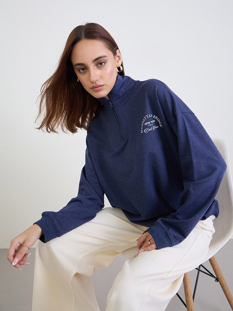 Dark Blue Oversized Sweatshirt