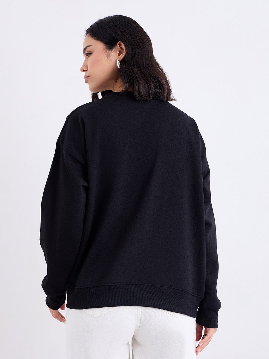 Women Oversized Sweatshirt with Badge Detail