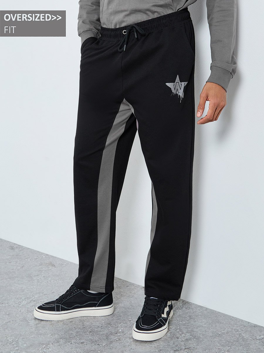 Men Oversized Terry Joggers with Contrast Inseam
