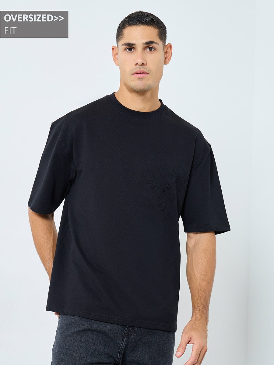 Oversized Terry T-Shirt with Front Embossed Print