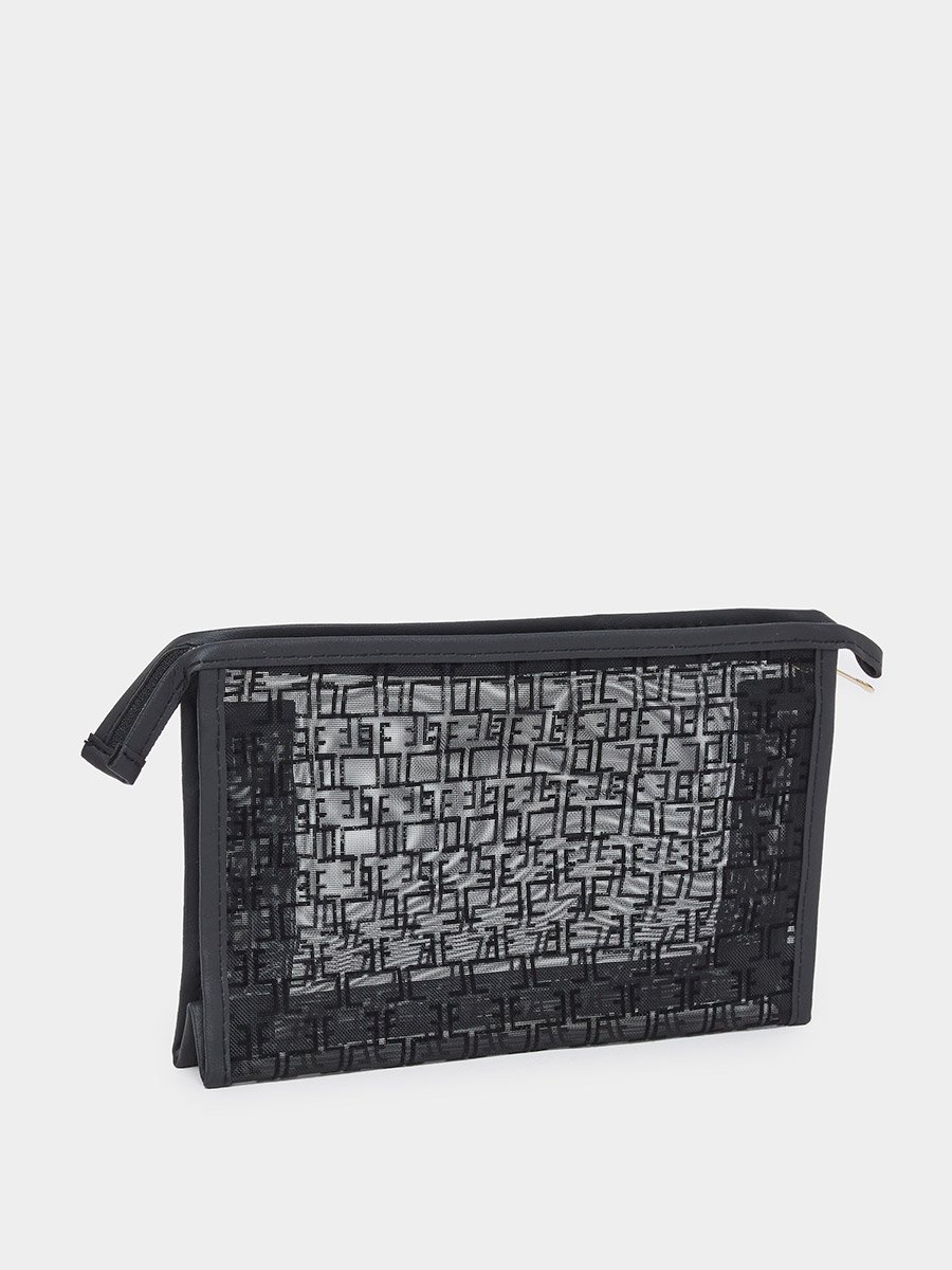 Women Black Patterned Design Washbag