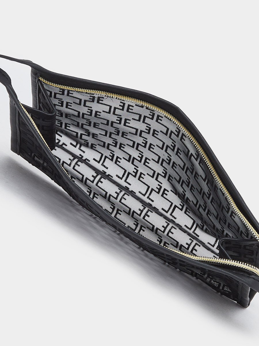 Women Black Patterned Design Washbag