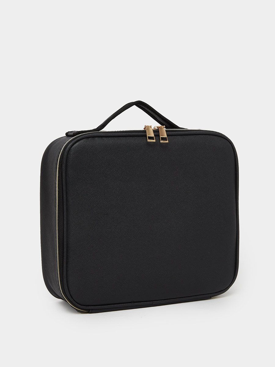 Women Black Zip Around Wash Bag