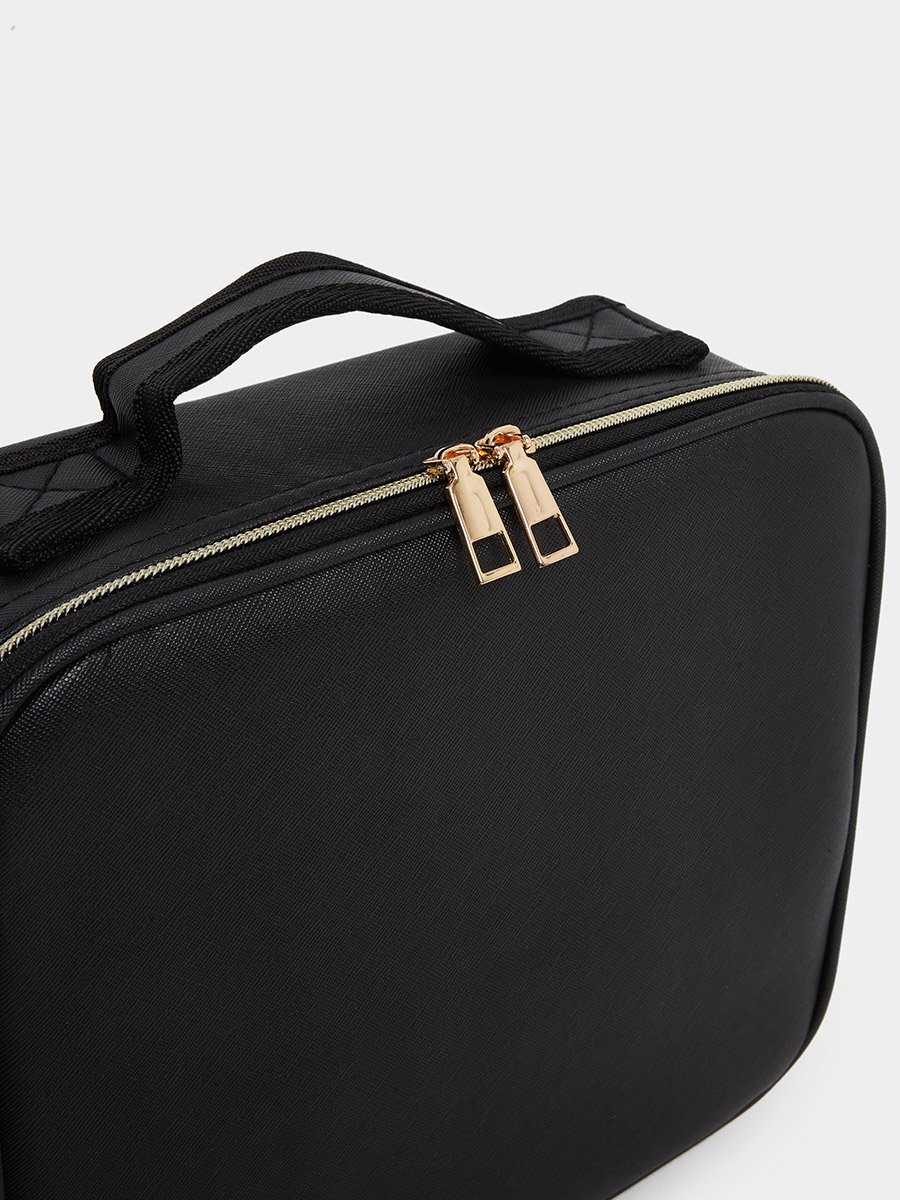 Women Black Zip Around Wash Bag