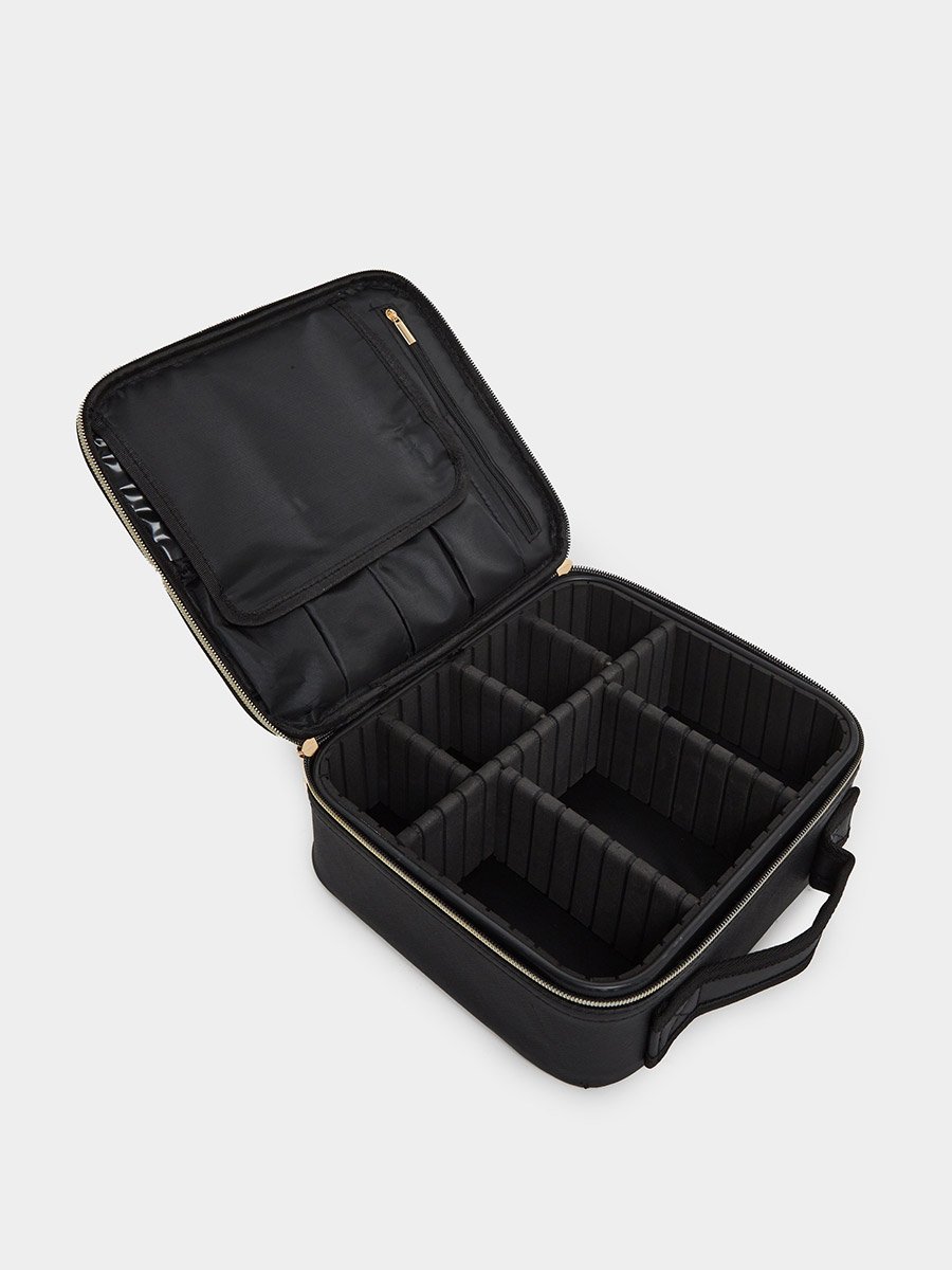 Women Black Zip Around Wash Bag