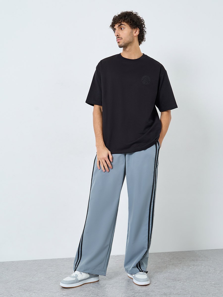 Black Graphic Print Oversized T-Shirt