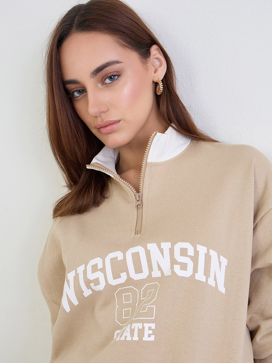 Brown Longline Sweatshirt and Joggers Co-Ords