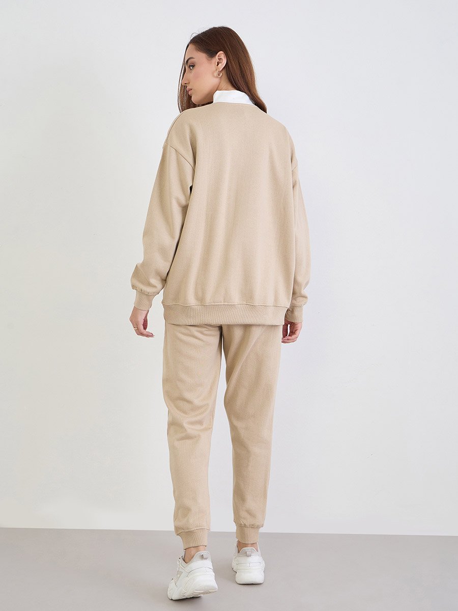 Brown Longline Sweatshirt and Joggers Co-Ords