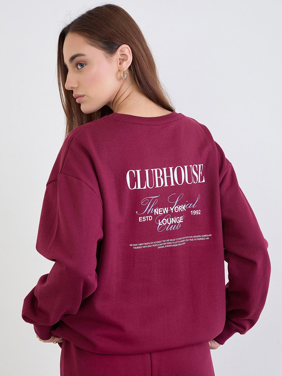 Burgundy Longline Sweatshirt and Joggers Co-Ords