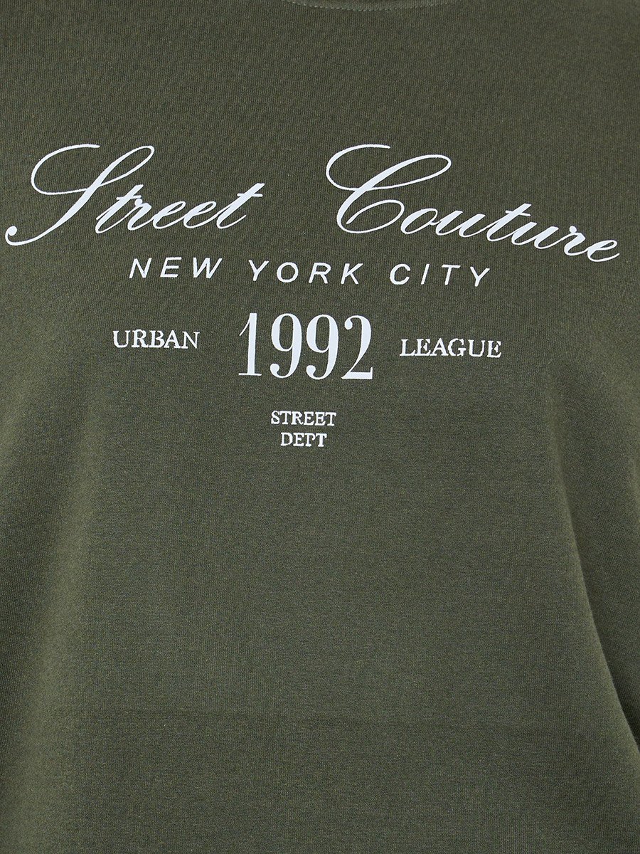 Olive Oversized Longline Sweatshirt and Joggers Co-Ords