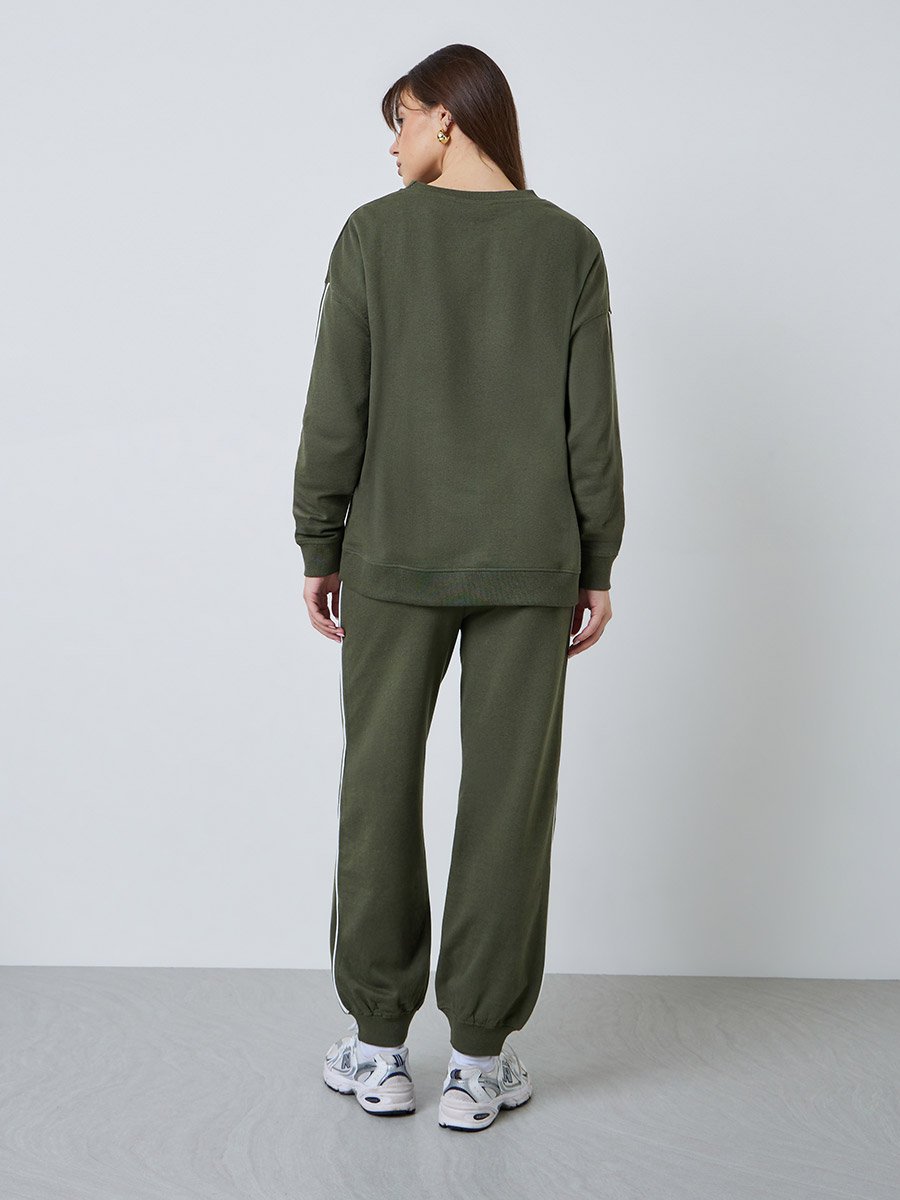 Olive Oversized Longline Sweatshirt and Joggers Co-Ords