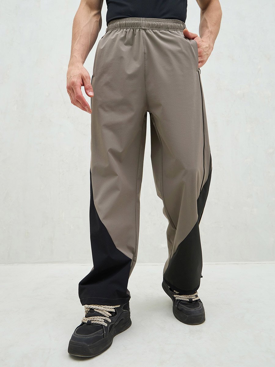 Color Block Baggy Parachute Pants For Men at Saudi | Styli
