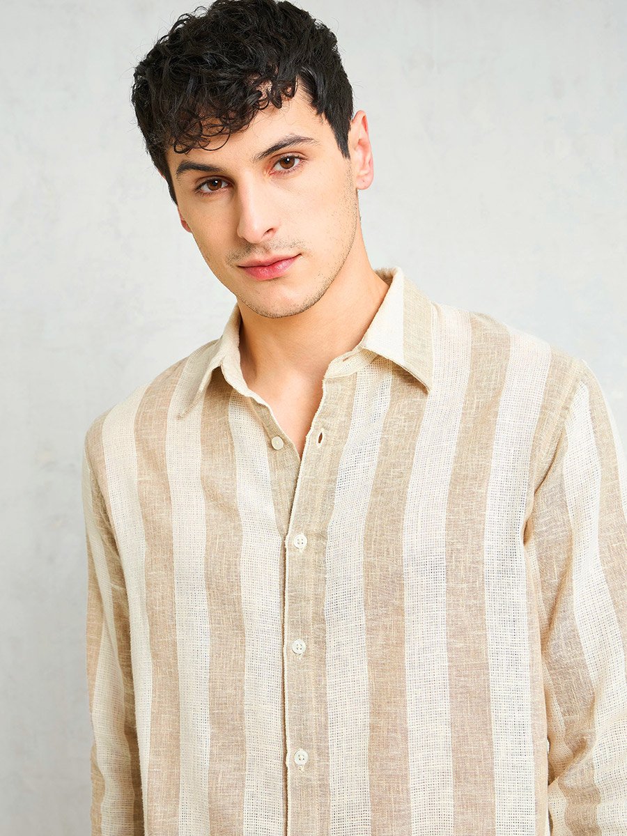 Men Striped Long Sleeve Relaxed Fit Shirt