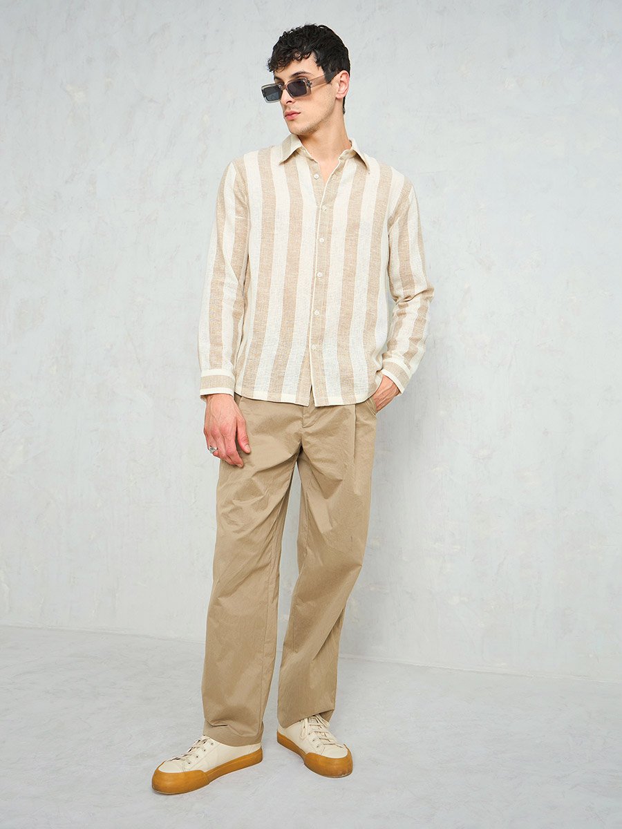 Men Striped Long Sleeve Relaxed Fit Shirt