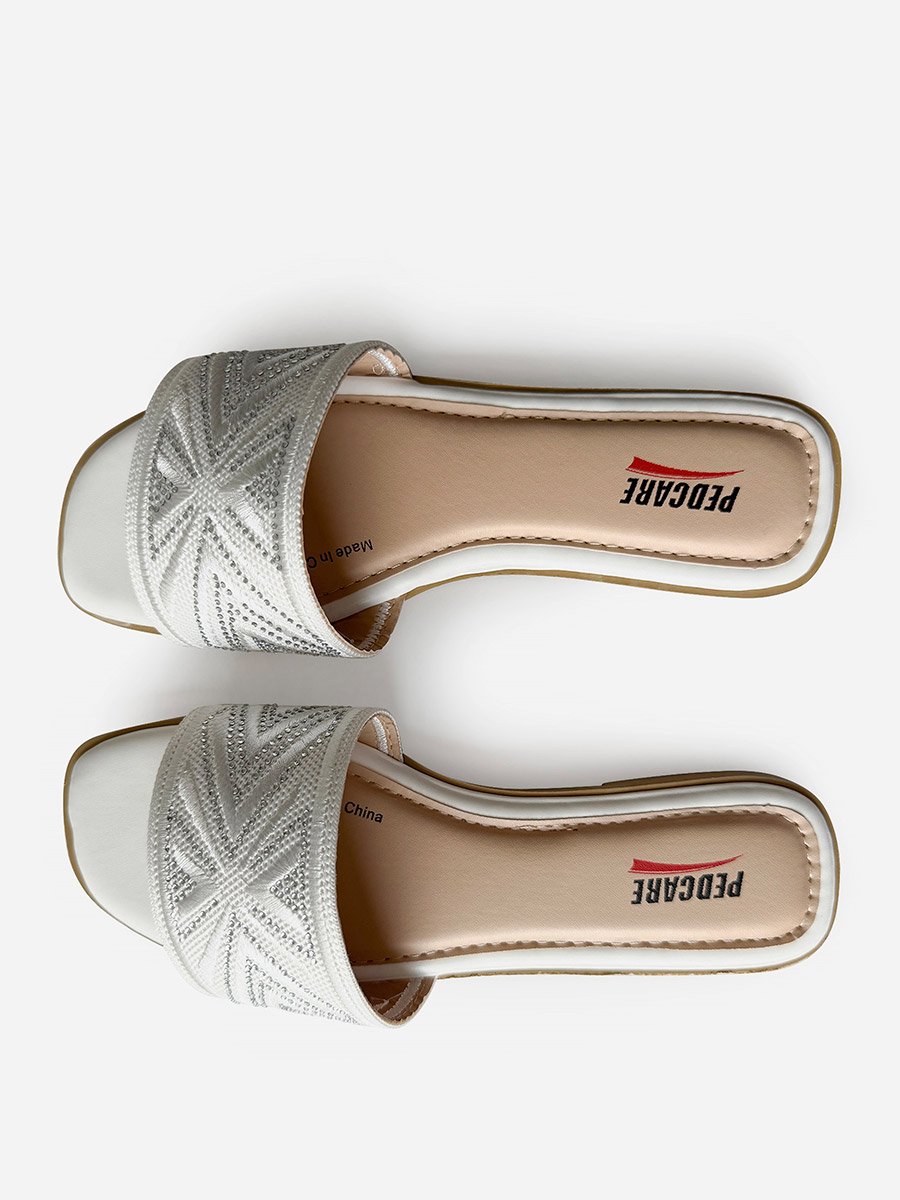 Embellished Slip-On Flat Sandals